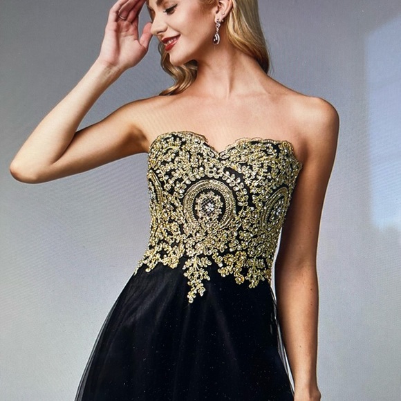 🆕Formal evening or prom gown vintage inspired, beaded, sequined,strapless - Picture 6 of 15